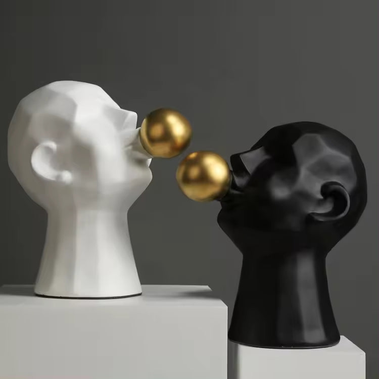 White Gold Spitting Bubble Human Head Ceramic