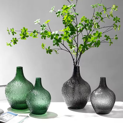 Set Of 2 Black Transparent Glass Vase