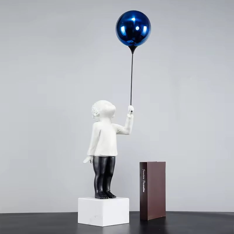 Charming Balloon Boy Decorative Figurine With Marble Base