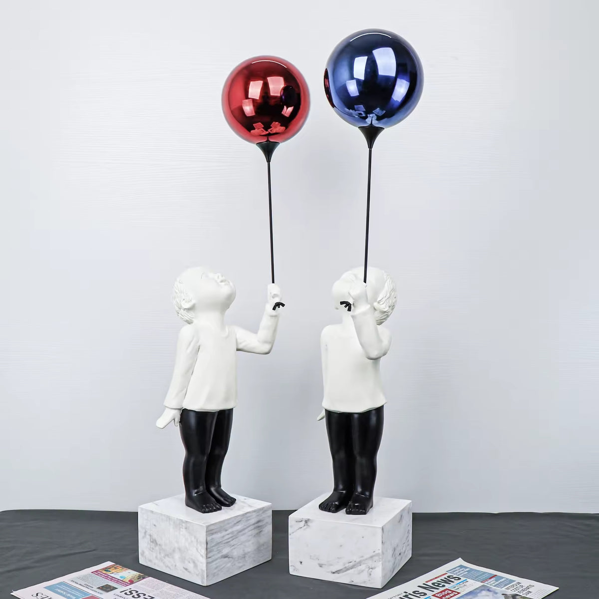 Charming Balloon Boy Decorative Figurine With Marble Base