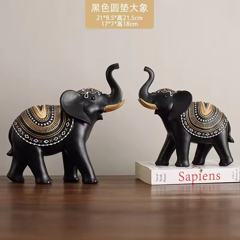 Set Of 2  Elephants Resin Artwork