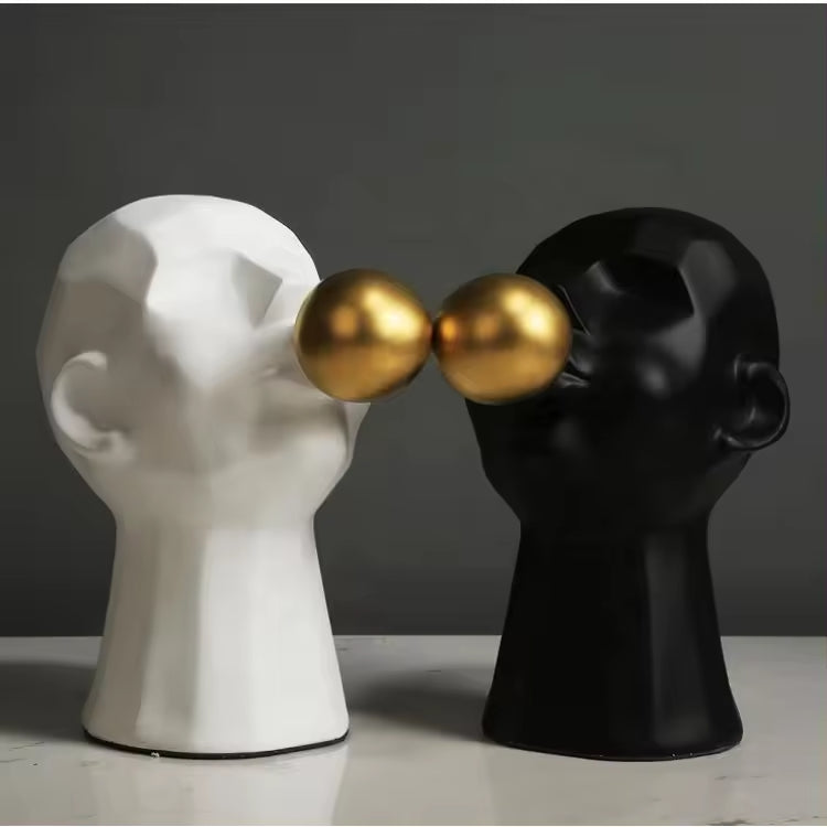 White Gold Spitting Bubble Human Head Ceramic