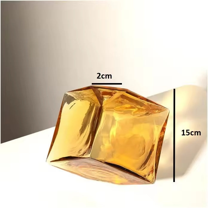 Set Of 2 Square Geometric Vase Made From Hydroponic Glass