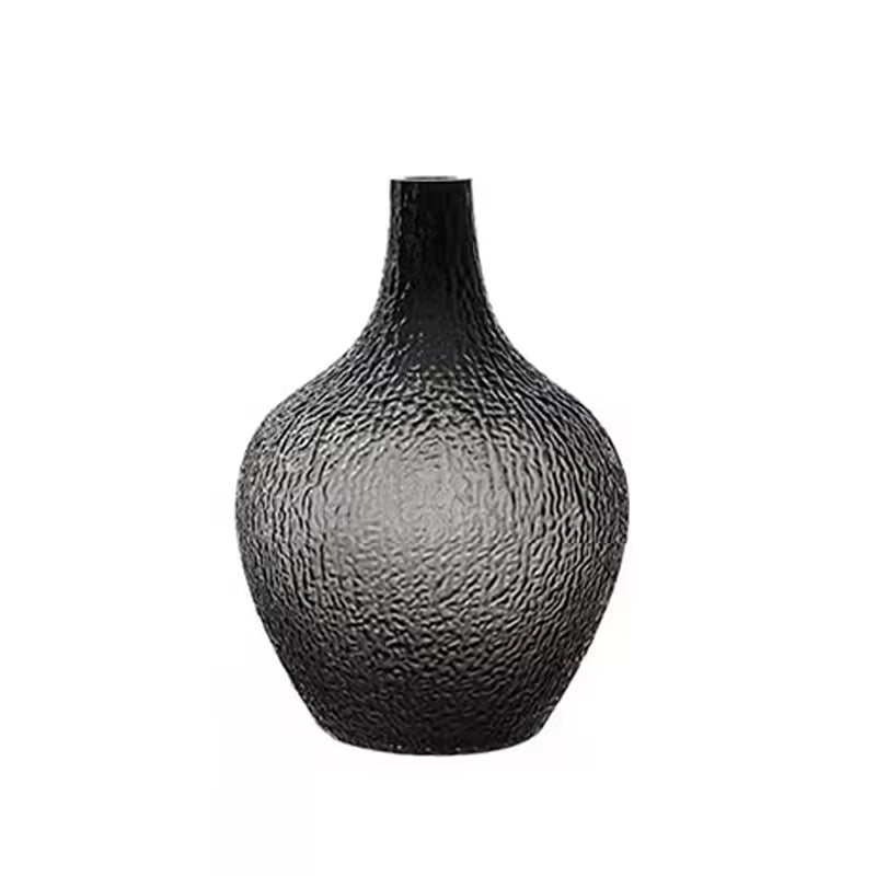 Set Of 2 Black Transparent Glass Vase