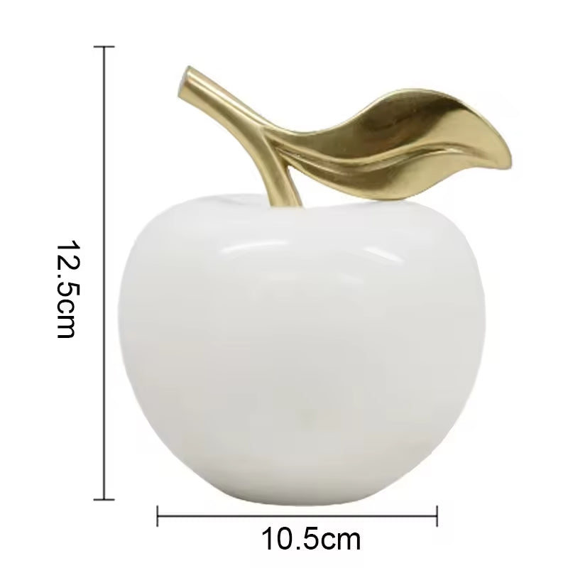 White Marble Apple With Stainless Leave