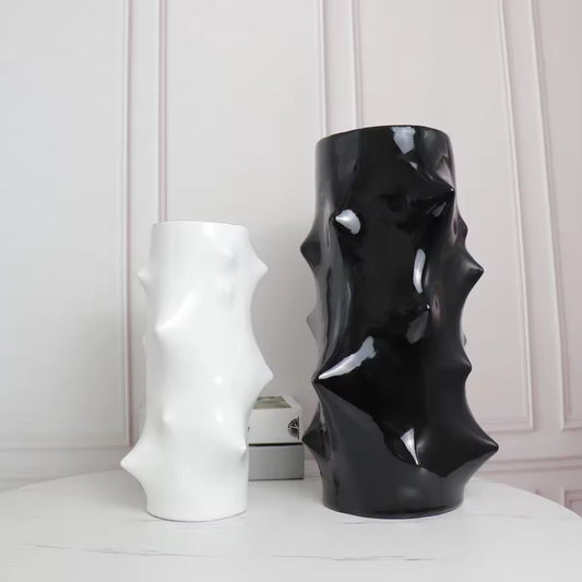 Modern Black Granny Art Decoration Resin Flower Vase - Set Of 2