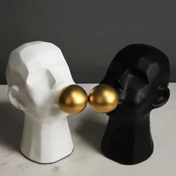 White Gold Spitting Bubble Human Head Ceramic