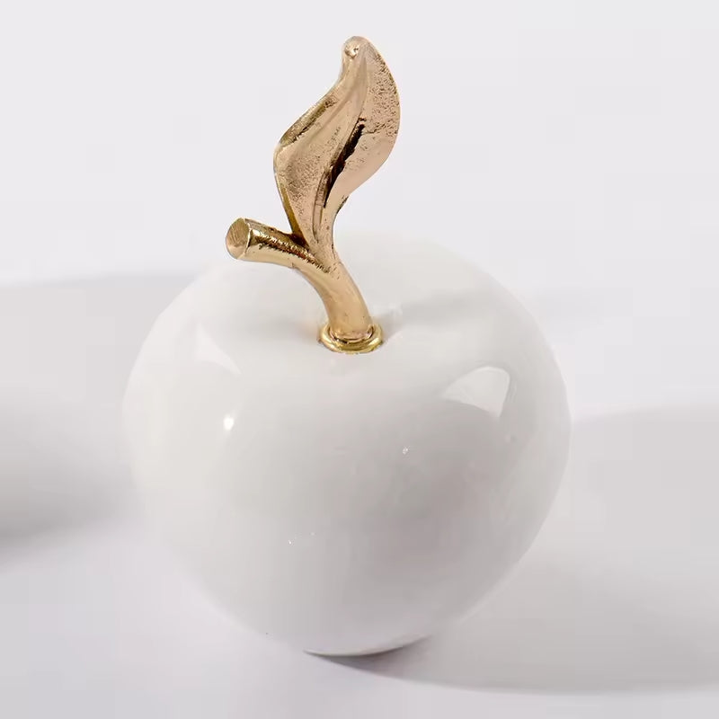 White Marble Apple With Stainless Leave