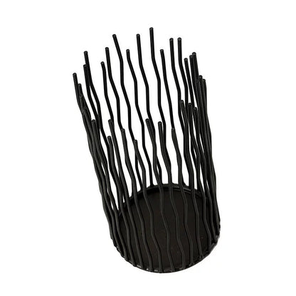 Set Of 3 Metal Candle Holders - Black