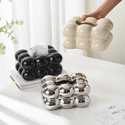 Modern Chrome Bubble Tissue Box Holder