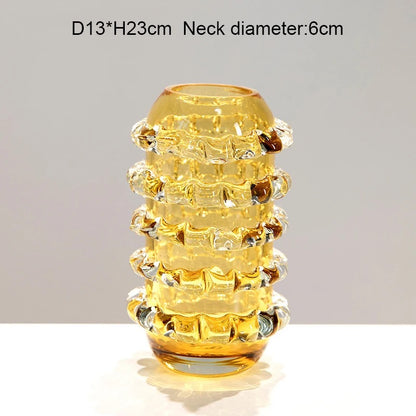 Handcrafted Amber Set Of 2 Glass Vases