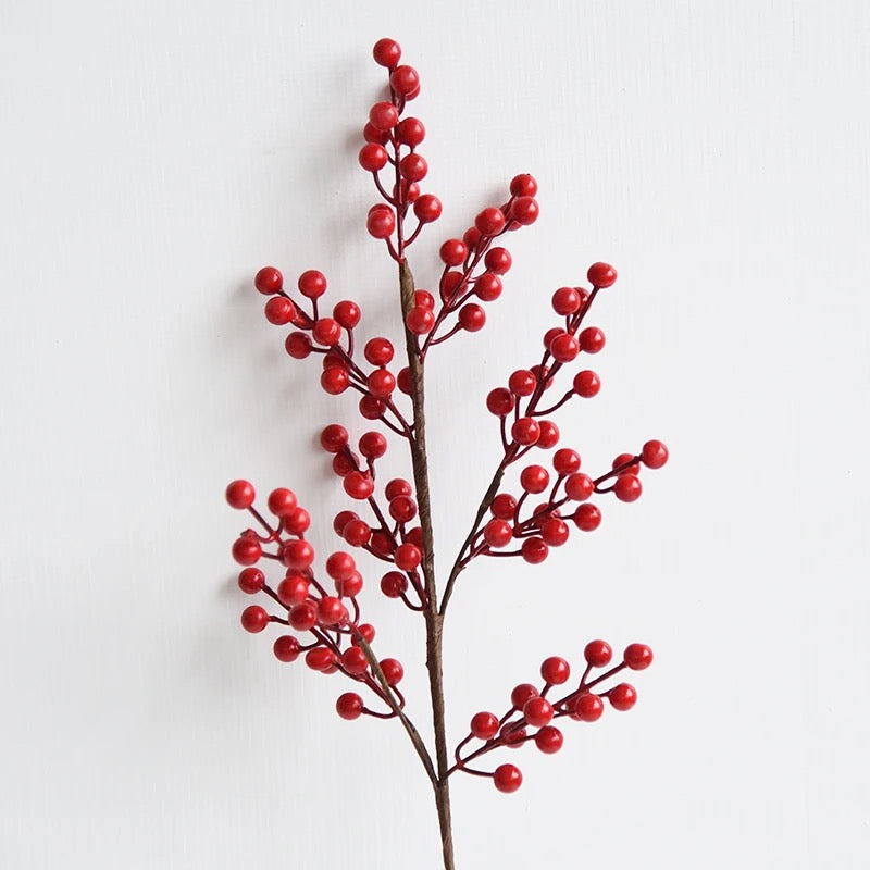 Red Berry Stem - Festive Holiday Decor