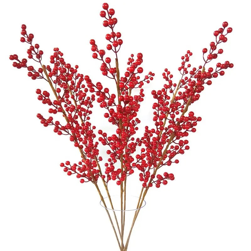 Red Berry Stem - Festive Holiday Decor