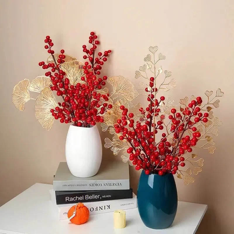 Red Berry Stem - Festive Holiday Decor