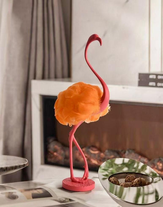 Feathered Flamingo Sculpture – Playful Modern Home Decor