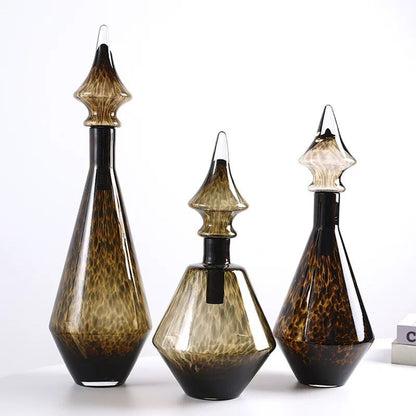 Amber Luxe Glass Vases – Modern Artistic Décor (Set of 3)