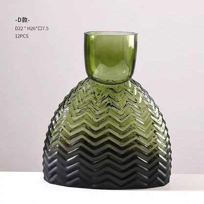 Smoky Chevron Glass Vase – Modern Artistic Accent (set of 2)