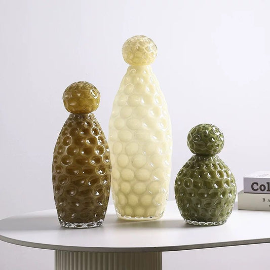 Textured Bubble Glass Vases – Modern Artistic Décor (Set of 3)