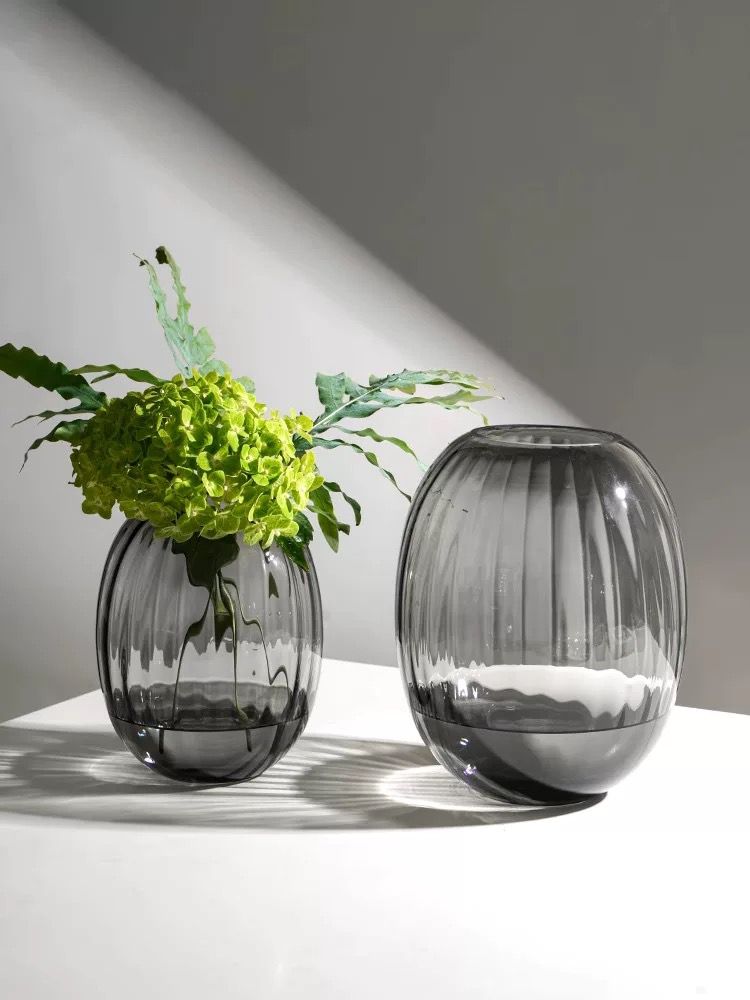 Modern Smoked-Glass Vase - set of 2