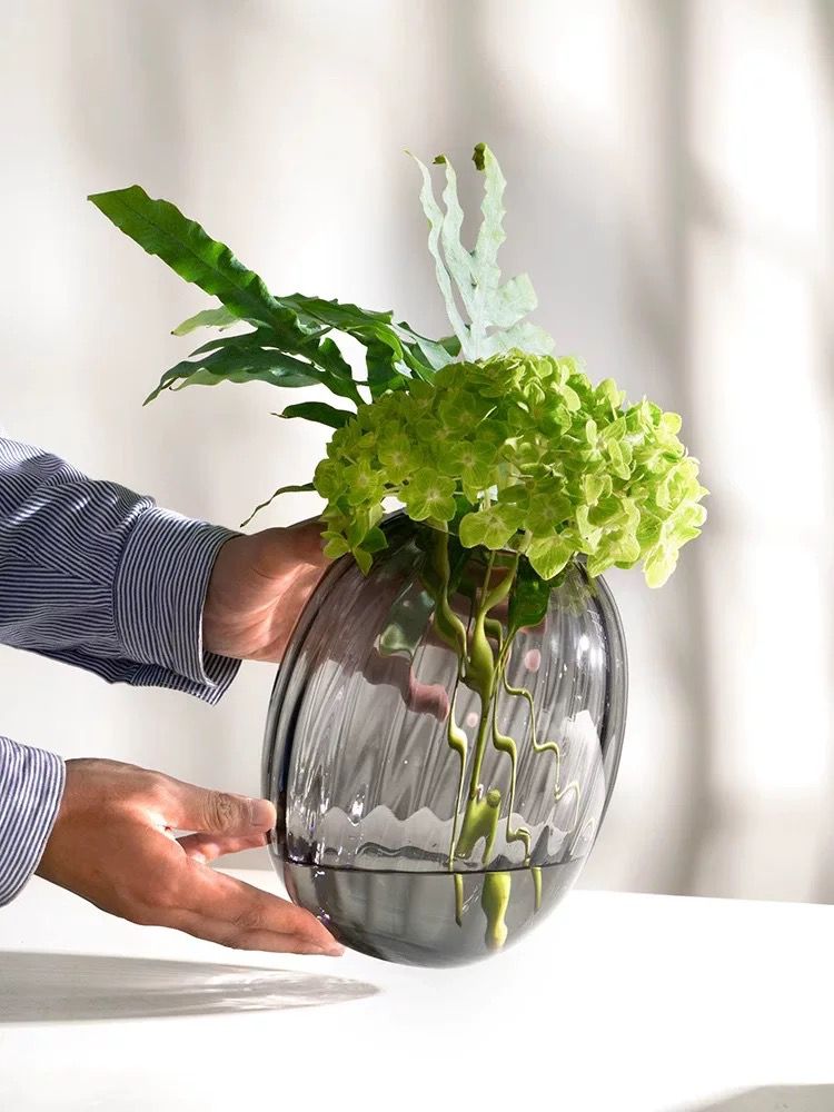 Modern Smoked-Glass Vase - set of 2