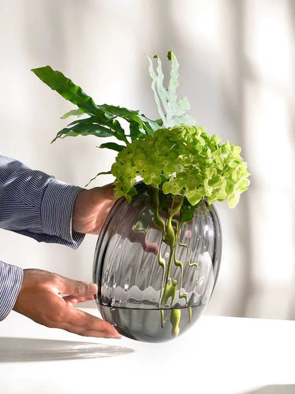 Modern Smoked-Glass Vase - set of 2