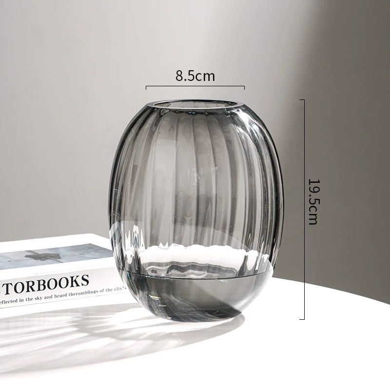 Modern Smoked-Glass Vase - set of 2