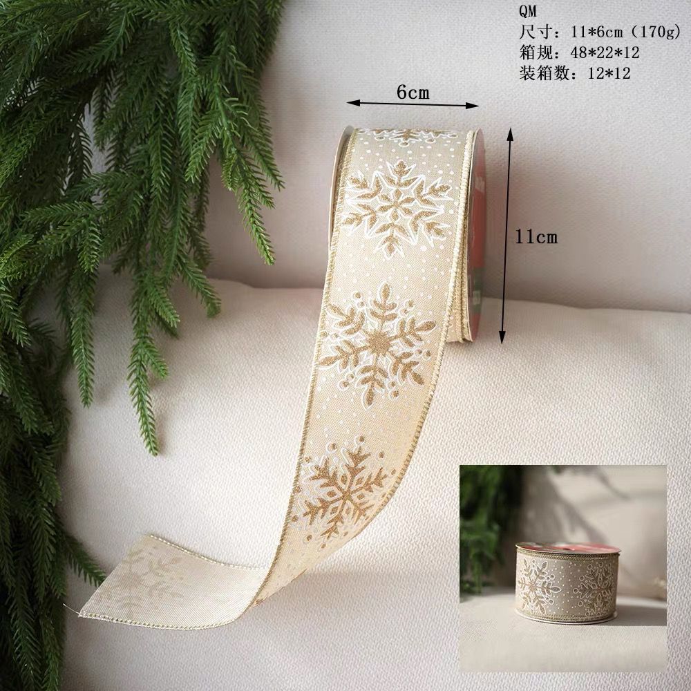 Gold Snowflake Decorative Ribbon