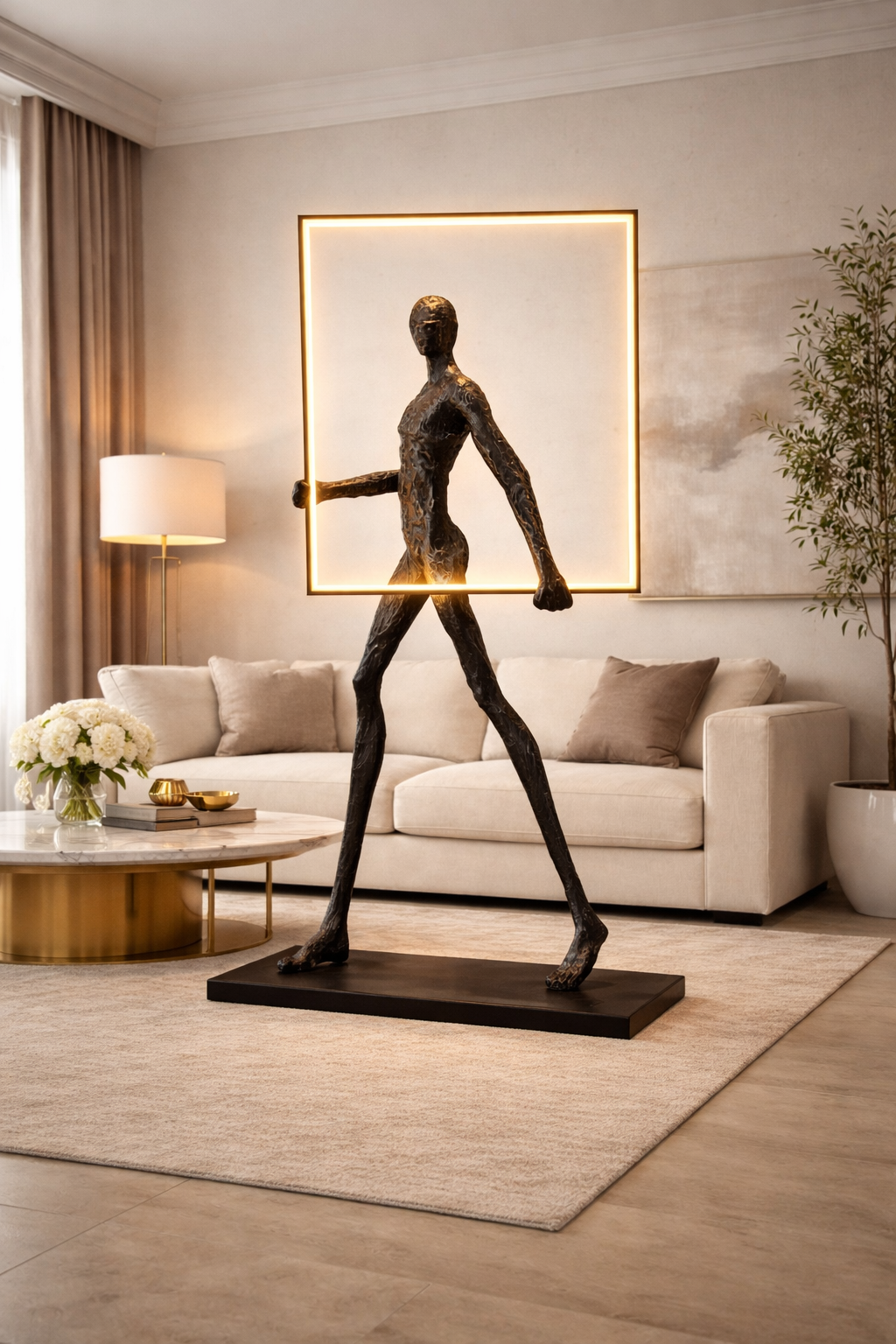 A bold Lighted 180cm sculptural masterpiece that transforms any living space into a gallery