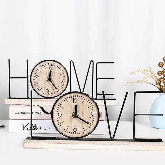 Wooden Desktop Clock - Set Of 2 Shapes