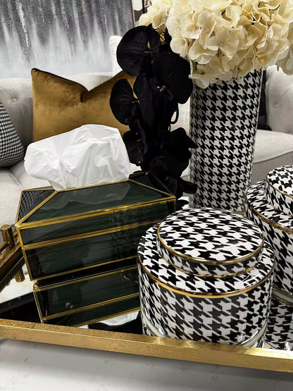 Black Glass Tissue Box - Pack Of 2