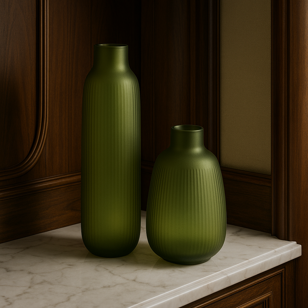 Set Of 2 light Green Vases