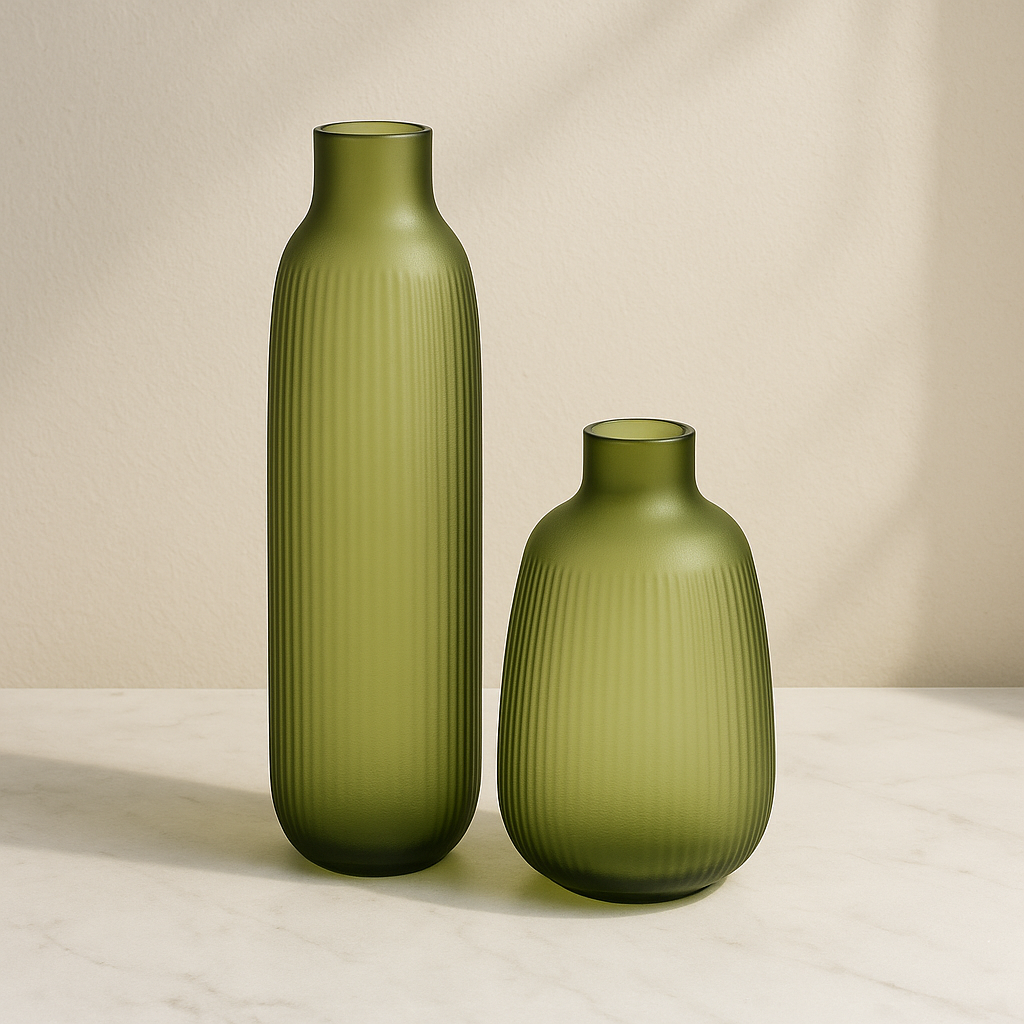 Set Of 2 light Green Vases
