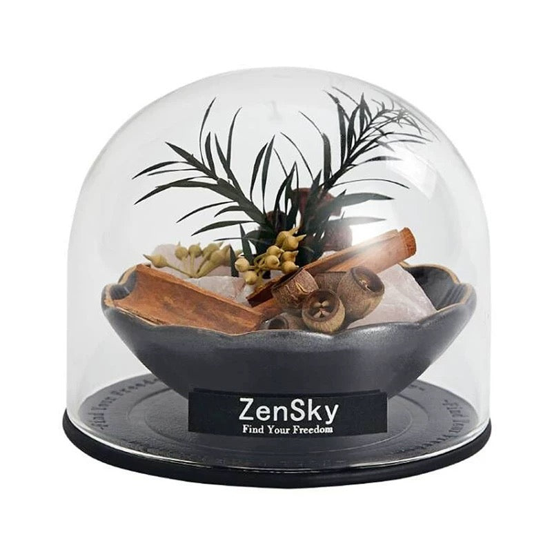 Scented Diffuser Stones With Glass Cover & Leather Cup - Purple Stones