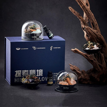 Scented Diffuser Stones With Glass Cover & Leather Cup - Purple Stones