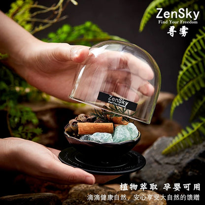 Scented Diffuser Stones With Glass Cover & Leather Cup - Purple Stones