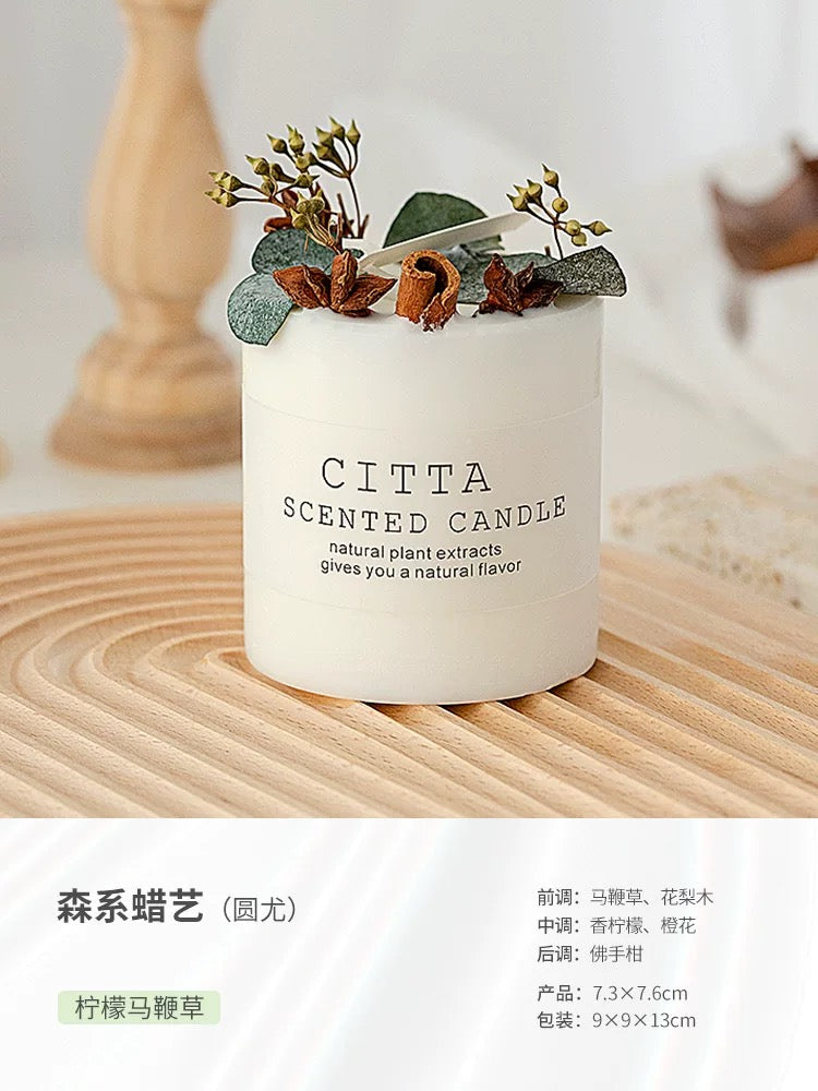 Scented Candle With Glass Cover & Wooden Coaster