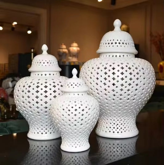 White Ginger Jar Vase
