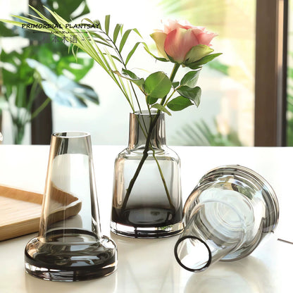 Smoky Set Of 3 14cm Glass Vases