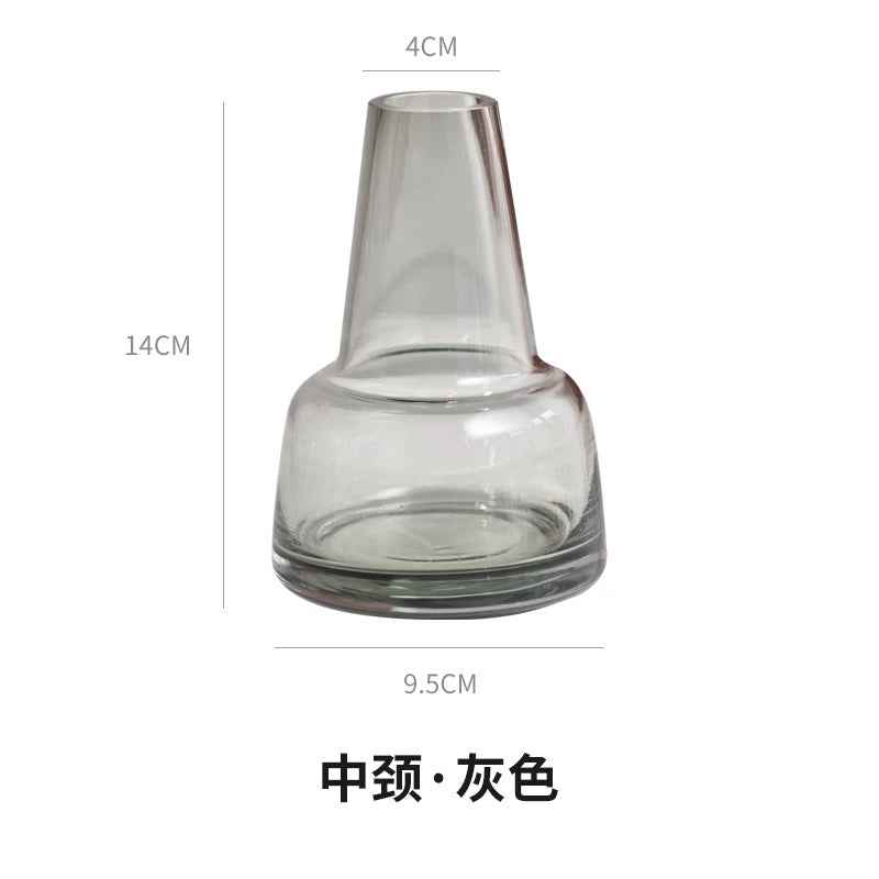 Smoky Set Of 3 14cm Glass Vases