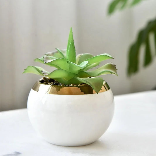 Ceramic Plant With Gold