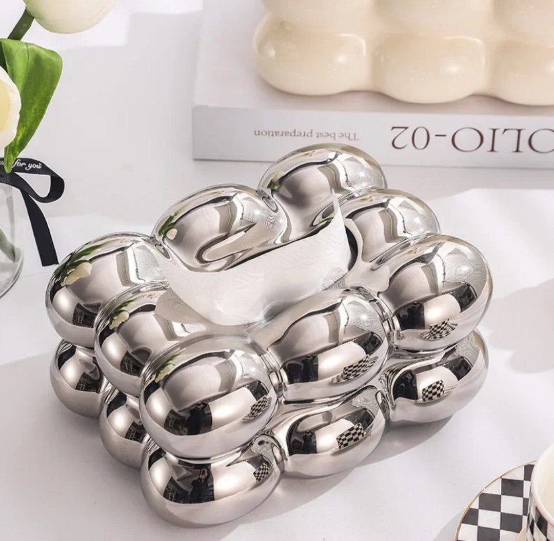 Modern Chrome Bubble Tissue Box Holder