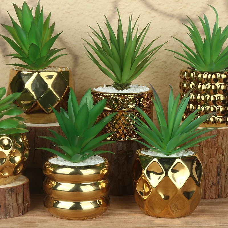 Artificial Succulent in Luxurious Gold Pot