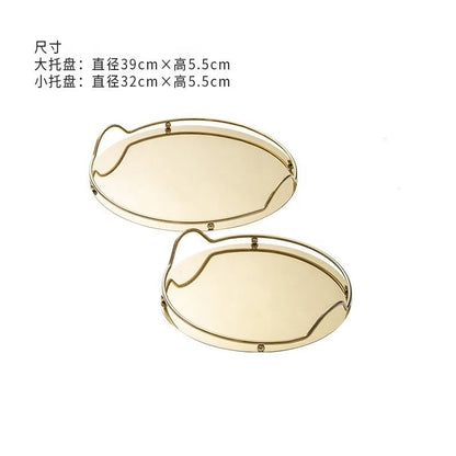Set Of 2 Round Decorative Stainless Steel Trays