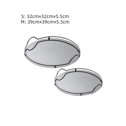 Set Of 2 Round Decorative Stainless Steel Trays