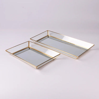 Set Of 3 Sizes Mirror Gold Metal Tray