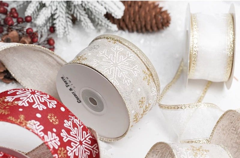 Gold Snowflake Decorative Ribbon