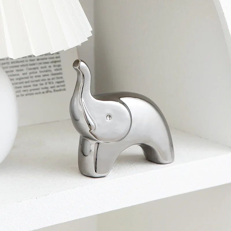 Set Of 3  Luxury Electroplating Ceramic Elephants