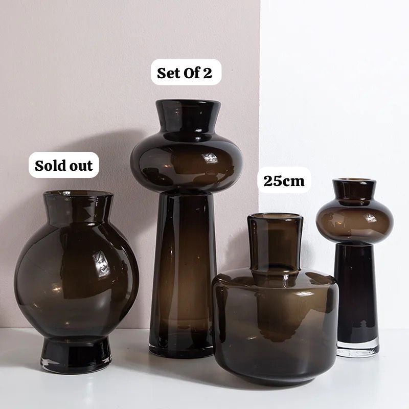 Brown Potbelly Glass Vases