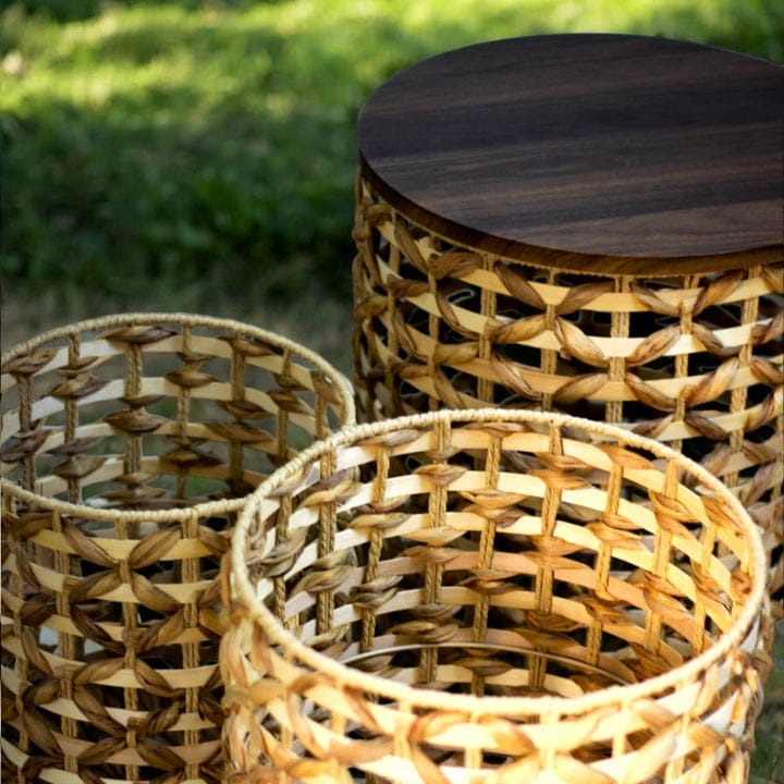 Set Of 3 Palm Fronds Side Tables