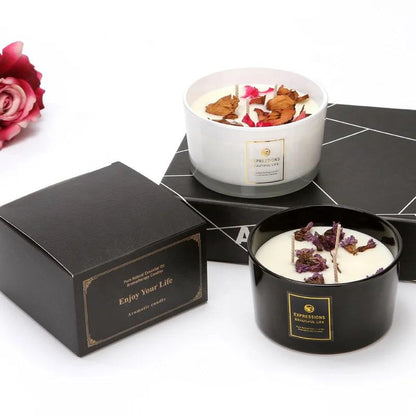 Pack Of 2 Scented Candle With Dried Flowers